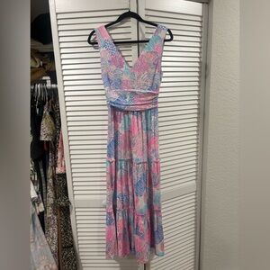 Lilly Pulitzer “Roar of the Seas” Pink and Blue Midi Dress